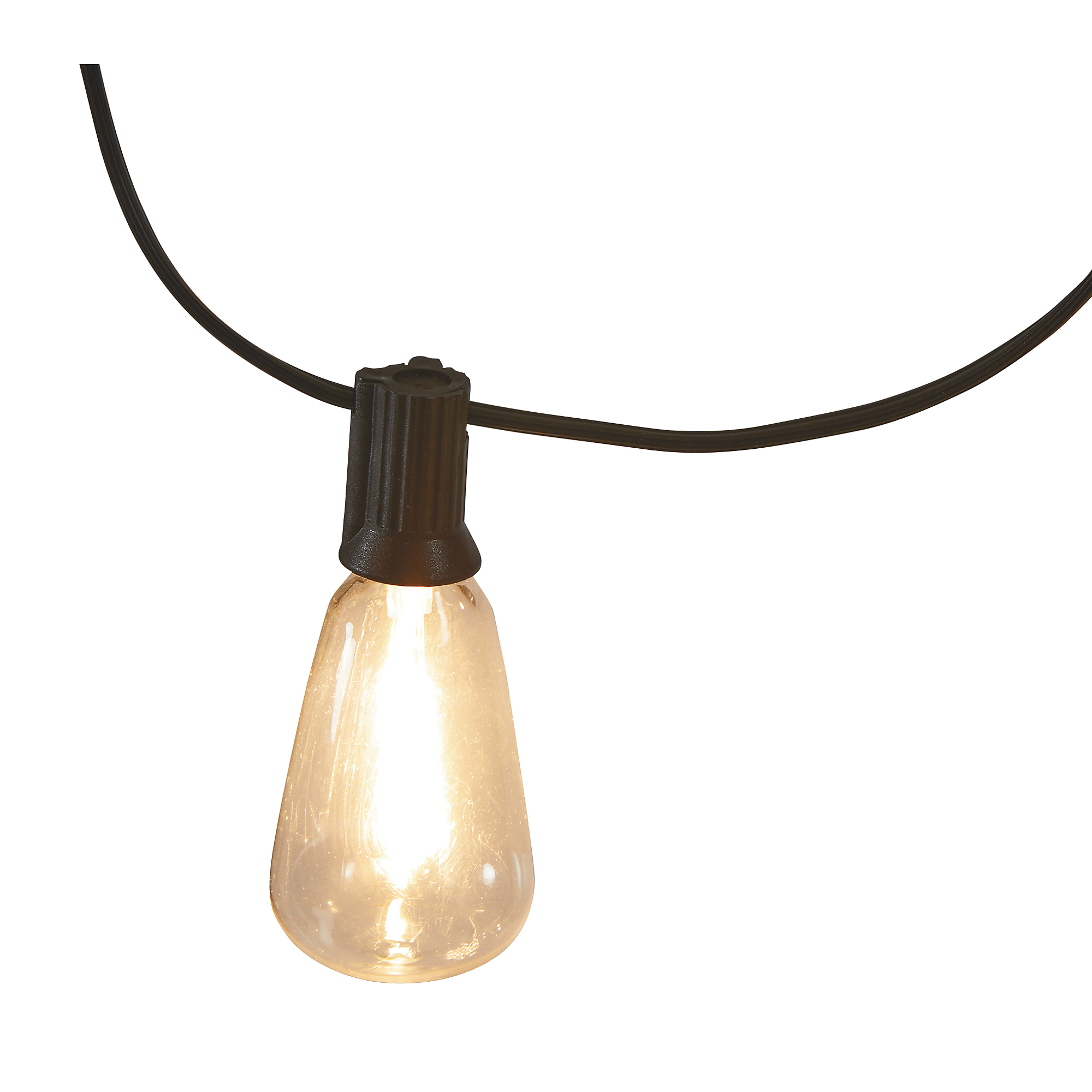 Ironton 100ft. String Light Set, 50 Shatterproof PET ST38 Bulbs, 2700K, 120V, IP44, 20/2 AWG, Indoor/Outdoor, Linkable Up to 8 Sets, Spare Bulbs